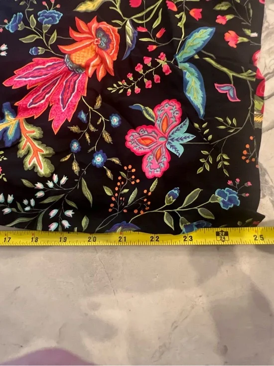 Real Clothes Saks Fifth Avenue Black Floral silk pants L - Picture 6 of 6